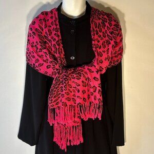Pashmina Black & Pinks Animal Print oversized scarf/wrap essential leopard chic